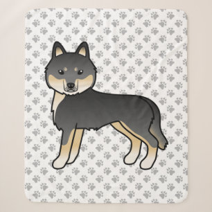 Schwarz-brauner sibirischer Husky süßer Cartoon-Hu Sherpadecke