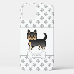 Schwarz-brauner Yorkie mit Pfoten, Hundeknochen un Case-Mate iPhone Hülle