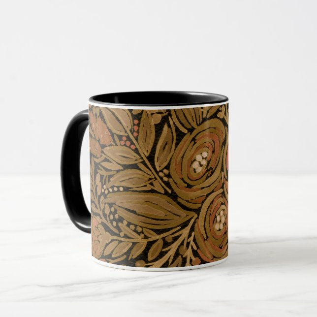 Schwarz-braunes Blumenmuster schwarz, Tasse (Vorderseite Links)