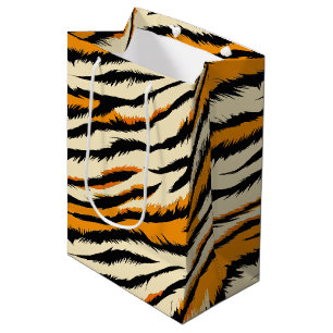 Schwarz-braunes Tiger-Streifenmuster Mittlere Geschenktüte