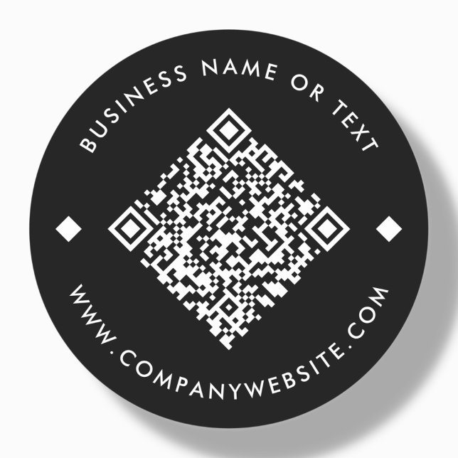 Schwarz | Business Custom QR Code Runder Aufkleber (Von Creator hochgeladen)
