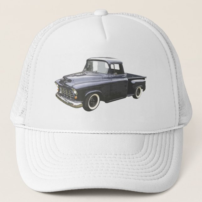 Schwarz-Chevrolet-Lieferwagen 1956 Truckerkappe (Vorderseite)
