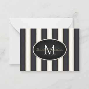 Schwarz-Creme-Streifen Oval Gerahmte Monogramm kun Mitteilungskarte