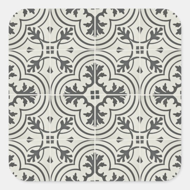 Schwarz-Creme-verzierte Bodenstruktur Quadratischer Aufkleber (Vorderseite)