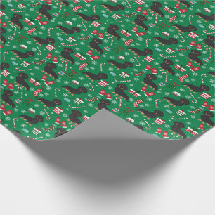 Schwarz-Dackel-Hundeschlitten Geschenkpapier