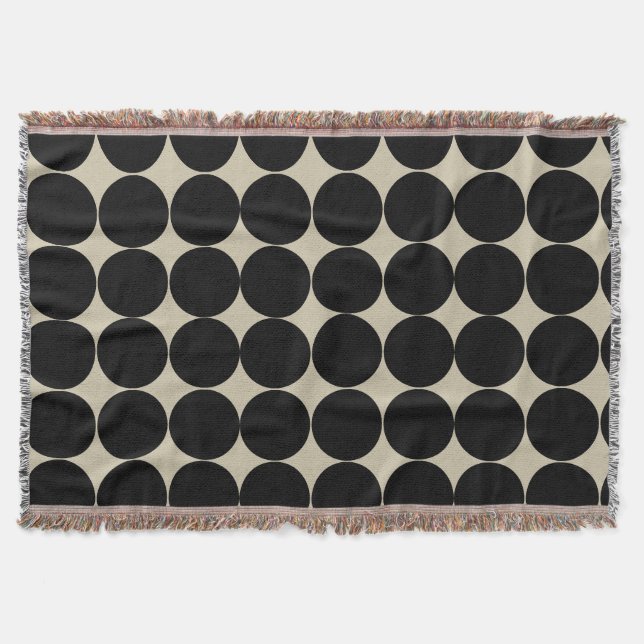Schwarz dekorativer Circle Form Wiederholungsmuste Decke (Vorderseite)