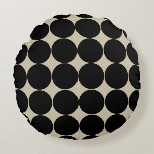 Schwarz dekorativer Circle Form Wiederholungsmuste Rundes Kissen