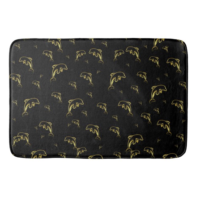 Schwarz, Delfin, Fisch, Natur, Wasser, Design, Badematte (Vorderseite)