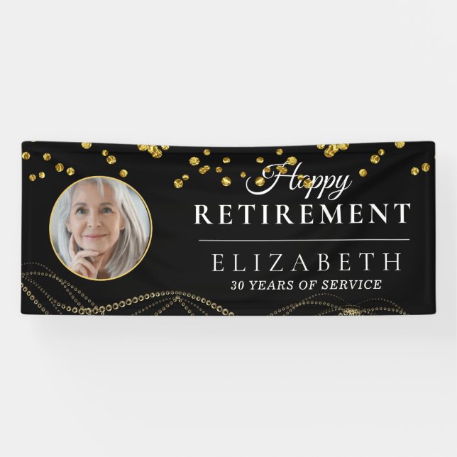 Schwarz Delicates Custom Foto Retirement Party Banner (Horizontal)