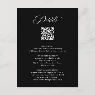 Schwarz Delikatessen Elegante Hochzeiten Details Begleitkarte