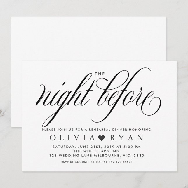 Schwarz der Nacht vor Einladung (Vorne/Hinten)