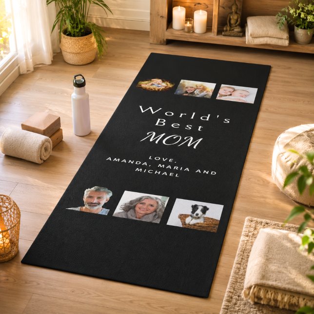 Schwarz des Fotos der Mutter Yogamatte (Von Creator hochgeladen)