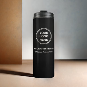 Schwarz des modernen Firmenlogos Thermosbecher