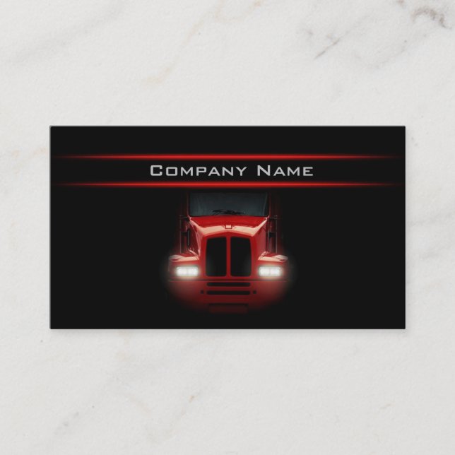 Schwarz-Design Red Truck Vorderseite dunkles Layou Visitenkarte (Vorderseite)