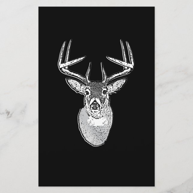 Schwarz-Design White Schwanz Deer Briefpapier (Vorderseite)