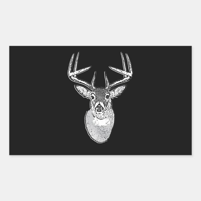 Schwarz-Design White Schwanz Deer Rechteckiger Aufkleber (Vorderseite)
