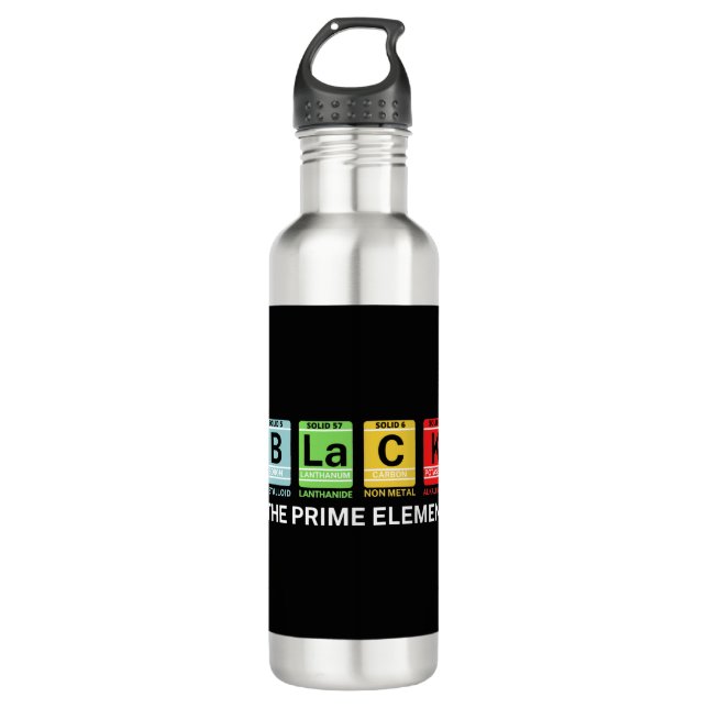 Schwarz: Die schwarze Vorgeschichte des Prime-Elem Edelstahlflasche (Vorderseite)
