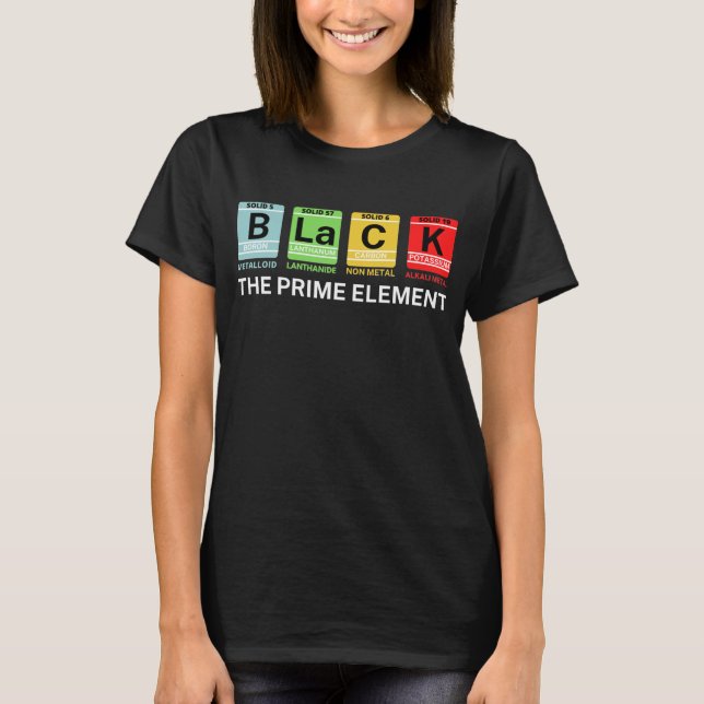 Schwarz: Die schwarze Vorgeschichte des Prime-Elem T-Shirt (Vorderseite)