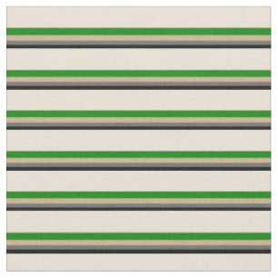 Schwarz, Dim Gray, Tan, Green und Bisque Lines Stoff