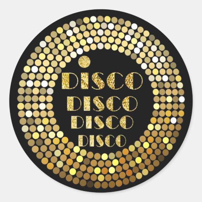 Schwarz, Disco-Party, vielen Dank Runder Aufkleber (Vorderseite)