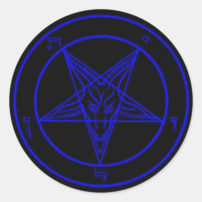 Schwarz/Dunkel-blaue Baphomet-Aufkleber Runder Aufkleber (Vorderseite)