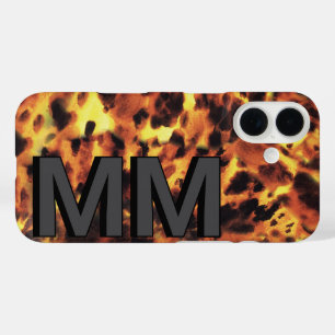 Schwarz Dunkelgrau Monogramm Schildpatt iPhone 16 Hülle