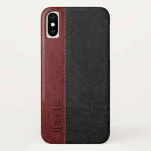 Schwarz/Dunkelrot Imitate Vintag Ledertextur Case-Mate iPhone Hülle