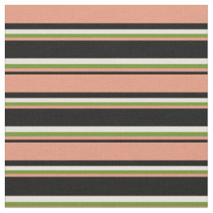 Schwarz, Dunkler Lachs, Grün und Beige-Muster Stoff