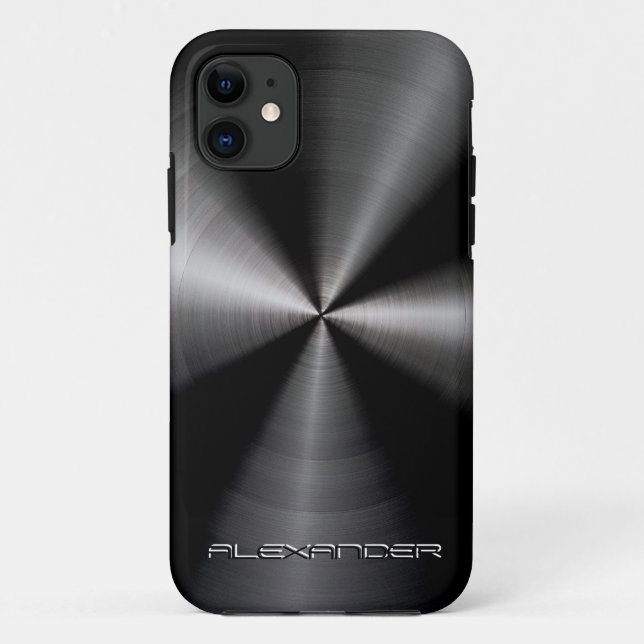 Schwarz-Edelstahl-Metal-Muster für benutzerdefinie Case-Mate iPhone Hülle (Rückseite)