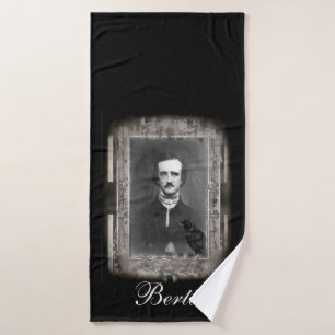 Schwarz, Edgar Allan Poe personalisiertes Haustier Badehandtuch