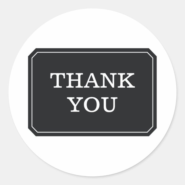Schwarz einfach elegant Danke Stickers (Vorderseite)