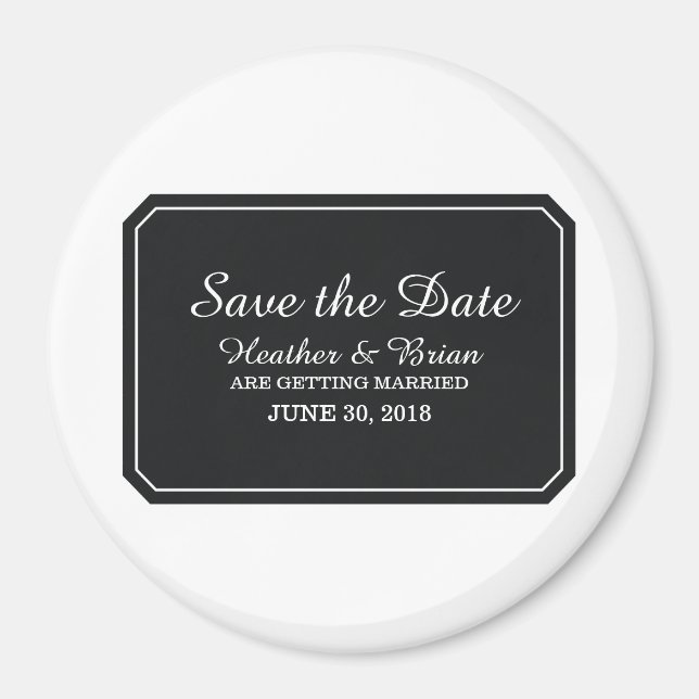 Schwarz einfach elegant Save the Date Magnet (Vorne)