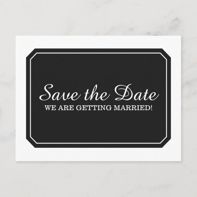 Schwarz Einfach elegant Save the Date Postkarte (Vorderseite)
