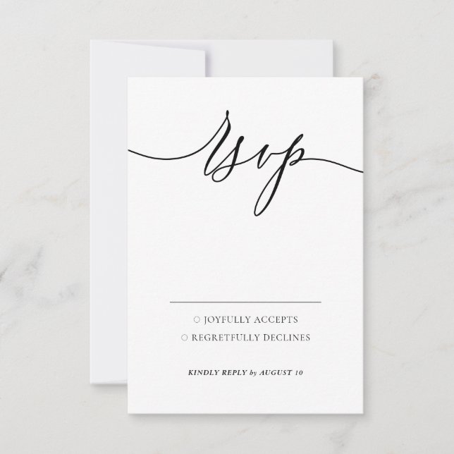 Schwarz einfache Minimal Moderne freundliche Antwo RSVP Karte (Vorderseite)