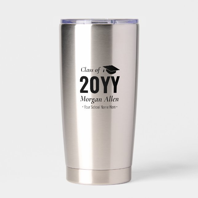 Schwarz | Einfaches Abschluss-Geschenk für Individ Thermobecher (Vorderseite)