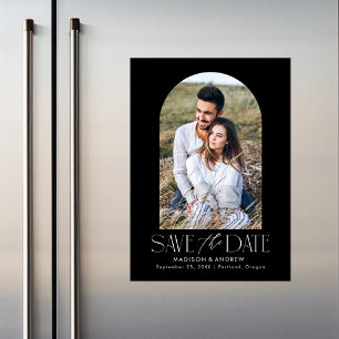 Schwarz   Einfaches modernes Foto Save the Date Magneteinladung