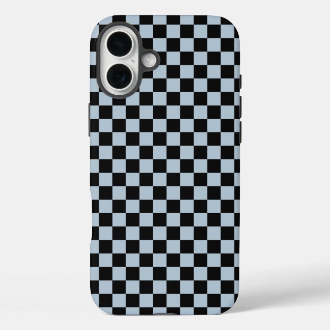 Schwarz eis kariertes Muster iPhone 16 Plus Hülle (Rückseite)