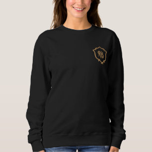Schwarz Elegant Chic Initial Monogram Emblem Women Besticktes Sweatshirt