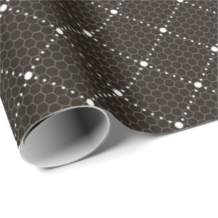 Schwarz Elegant Minimal Spitzenlattgitter Burlap Geschenkpapier