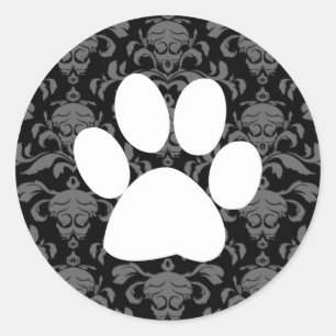 Schwarz-Elegant-Paw-Druckaufkleber Runder Aufkleber