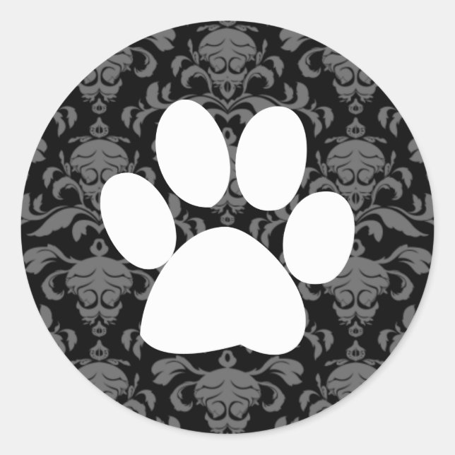 Schwarz-Elegant-Paw-Druckaufkleber Runder Aufkleber (Vorderseite)