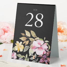 Schwarz Elegante Wasserfarbe Schöne Hochzeit Tischaufsteller