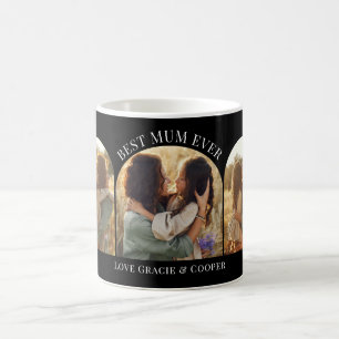 Schwarz eleganter Bogen Multi Foto bestes Mum Kaffeetasse