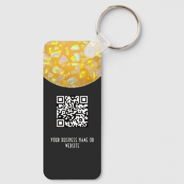 Schwarz | Eleganter falscher Glitter-QR-Code-Schlü Schlüsselanhänger (Rückseite)
