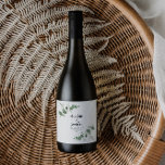 Schwarz elegantes, modernes Eukalyptus Hochzeitswe Weinetikett<br><div class="desc">Eukalyptus Greenery Blattage moderne minimalistische,  zeitgenössische Garten Party Wedding Geschenk Wein Aufkleber. Einfaches,  zeitgenössisches botanisches Design. Weiße,  grüne,  marineblaue,  schwarz-weiße,  elegante moderne Anzüge in den Farben Frühjahr,  Herbst,  Herbst und Weiß Hochzeitszeremonien.</div>