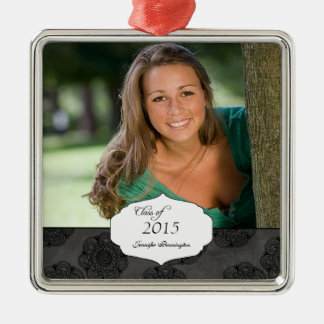 Schwarz-elegantes Muster Abschluss Foto-Ornament Silbernes Ornament