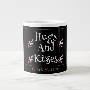 schwarz-elegantes rosa Valentin, süß für Paar Jumbo-Tasse