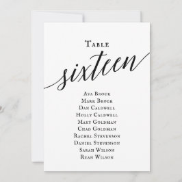 Schwarz-Elegantes Script-Tischnummer 16 Seating Ch Einladung