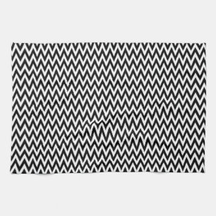 Schwarz Elegantes Zickzack Design Handtuch