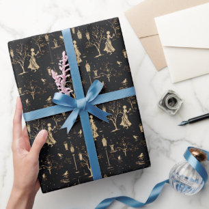 Schwarz, Elfenbein Frauen & Bäume Geschenkpapier